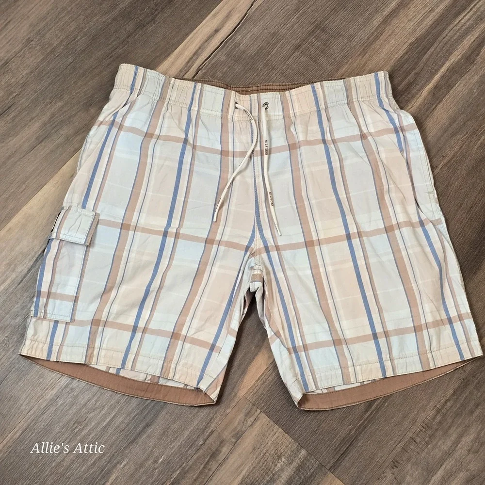 Tommy Hilfiger Swim Trunks Mens 34 Plaid Board Shorts Lined Beach Surf Preppy M